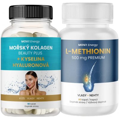 MOVit Beauty Balíček Mořský Kolagen & Methionin Premium 90 tablet + 90 kapslí – Hledejceny.cz