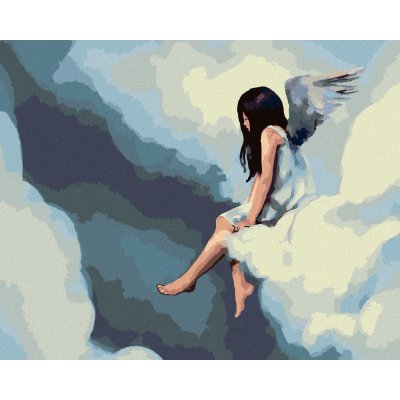 zuty Anděl sedící na oblaku 40 x 50 cm vypnuté plátno na rám 8596530054290 – Zboží Dáma