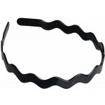 Elegantní plastová čelenka černá lesklá – vlna – stylový vlasový doplněk – Zboží Dáma