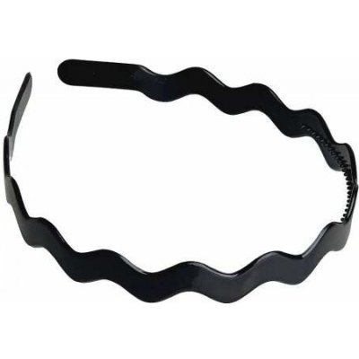 Elegantní plastová čelenka černá lesklá – vlna – stylový vlasový doplněk – Zboží Dáma