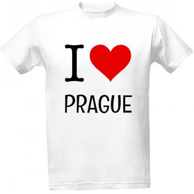 Tričko s potiskem I LOVE PRAGUE pánské Bílá