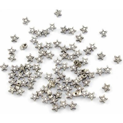 Kovový korálek - hvězda - starostříbrný - 6 x 6 x 3 mm - 1 ks – Hledejceny.cz