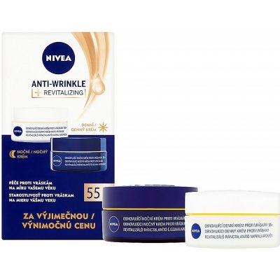 Nivea obnovující denní a noční krém proti vráskám 55+ 2 x 50 ml dárková sada – Zboží Mobilmania