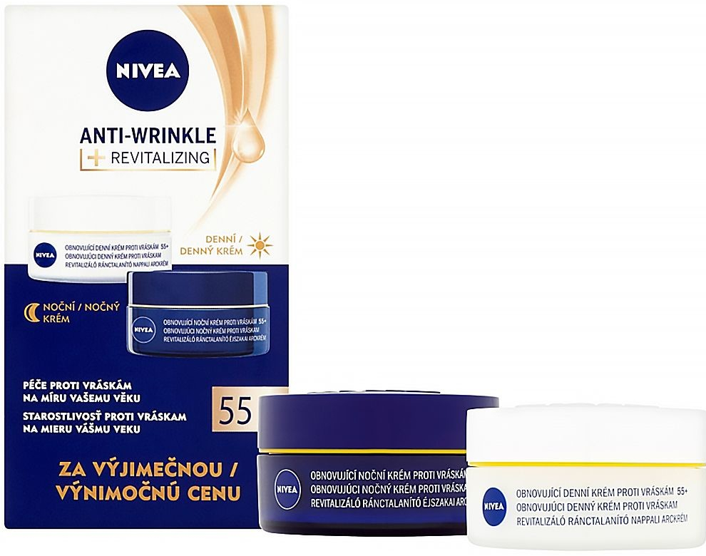 Nivea obnovující denní a noční krém proti vráskám 55+ 2 x 50 ml dárková sada