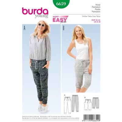 Střih Burda číslo 6659 teplákové kalhoty, tepláky – Zboží Mobilmania
