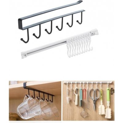 1 ks háčky na hrnky, úložné háčky na šálky a sklenice na víno s 1 ks posuvných lištových háků, – Sleviste.cz
