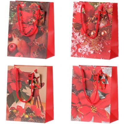 Autronic Taška dárková papírová, mix 4 druhů, cena za 1 kus, vánoční motiv SF35183