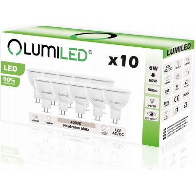 Lumiled 10x LED žárovka MR16 6W = 60W 4000K 12V – Hledejceny.cz