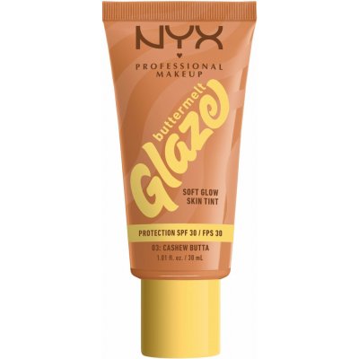 NYX Professional Makeup Buttermelt Glaze rozjasňující tónovací fluid SPF30 03 Cashew Butta 30 ml – Zboží Mobilmania