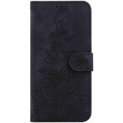 Levné Kryty Peněženkové Embossing Pattern Lilie Sony Xperia 5 V černé – Zbozi.Blesk.cz