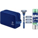 Gillette Champions League Mach3 holicí strojek 1 ks + náhradní břity 4 ks + gel na holení pro muže 200 ml + kosmetická taška – Zboží Mobilmania