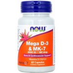 NOW Foods Mega D3 & MK-7 Vitamín d3 5000 IU & Vitamín K2 180ug 60 rostlinných kapslí – Hledejceny.cz