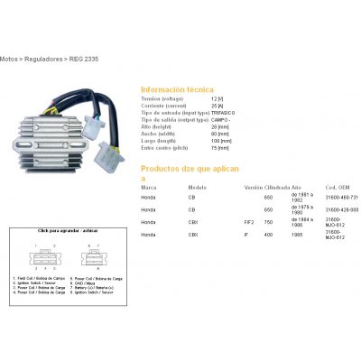 DZE regulátor napětí HONDA CB 650 79-82; CBX 400F 85; CBX 750F 84-86 (31600-460-731) (ESR190) | Zboží Auto