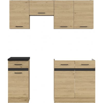 Kuchyňská linka Junona Line 170 cm s pracovní deskou Dub Bernstein / Metalická břidlice černo-zlatá K24-JUNONA_WER_2/170_ZBL-DBT/GF/LMC Black Red White – Hledejceny.cz