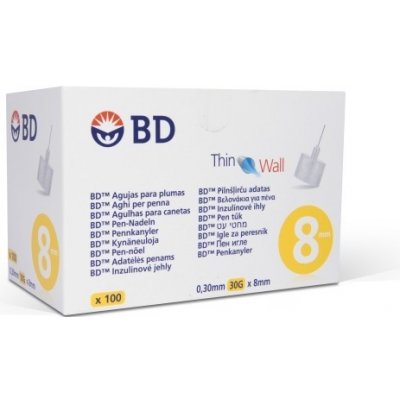 BD 30G Inzulinové jehly 0,30 x 8 mm 100 ks – Zboží Mobilmania
