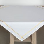 Veba Ubrus Garbo bavlna satén bílá s ozdobným žlutým šitím s nešpinivou úpravou 40x140 cm – Zboží Dáma