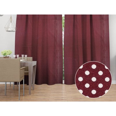 Biante Bavlněný závěs Sandra SA-339 Bílé puntíky na tmavě červeném 130x140 cm – Zboží Mobilmania