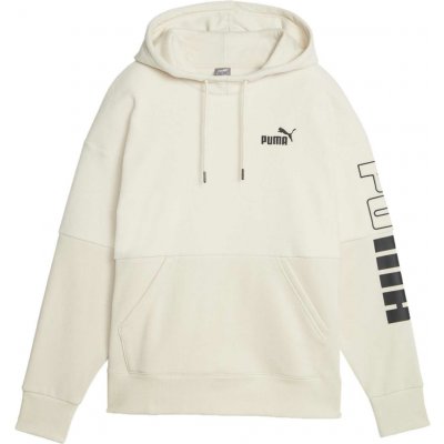 Puma POWER COLOR BLOCK HIGT NECK Hoodie Béžová Černá – Zboží Dáma