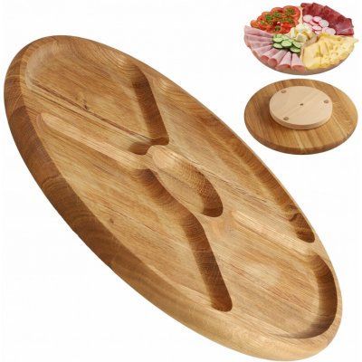 Otáčející se dřevěný podnos dělený Serving Plate, 33 cm – Sleviste.cz