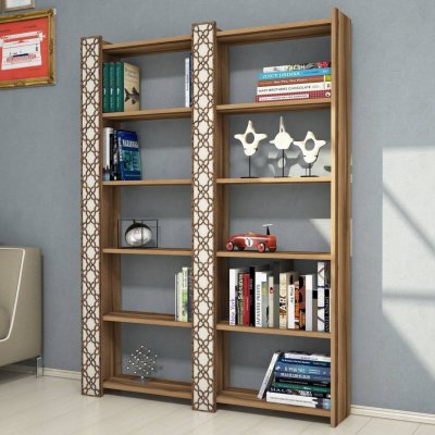 Hanah Home Knihovna City II ořech/krémová – Zboží Dáma