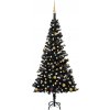 Vánoční stromek zahrada-XL Umělý vánoční stromek s LED a sadou koulí černý 150 cm PVC