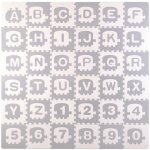Divio Pěnové puzzle ABECEDA A ČÍSLA 36 ks 180x180x1 cm šedé