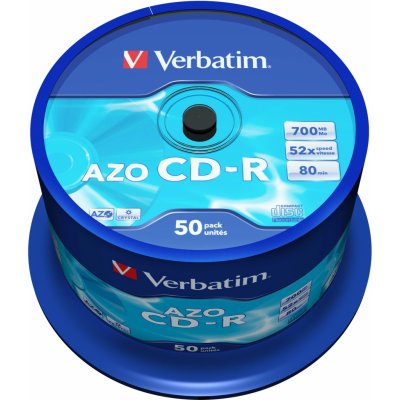 Verbatim CD-R 700MB 52x, Super AZO, spindle, 50ks (43343) – Zboží Živě