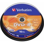 Verbatim DVD-R 4,7GB 16x, AZO, spindle, 10ks (43523) – Hledejceny.cz