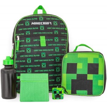 CurePink batoh Minecraft: batoh svačinový box láhev na pití hračka Set