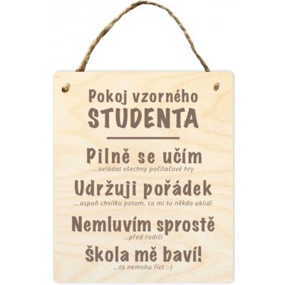 Woody Crafts Cedulka - Vzorný student – Zboží Dáma
