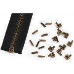 Sada spodních koncovek na opravu spirálového a kovového zipu Varianta: staromosaz, Balení: 20 sada – Hledejceny.cz