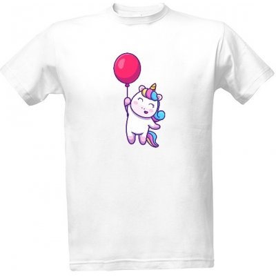 Tričko s potiskem Jednorožec balonek pánské Bílá