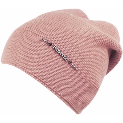 Biju dámská pletená čepice s logem Reverse a perličkami růžová 7100372-10