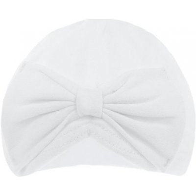 Kojenecká bílá čepička s mašlí – Zboží Dáma