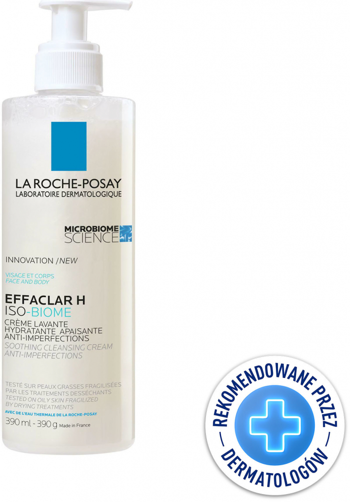 La Roche-Posay Effaclar H ISO-Biome zklidňující čisticí krém proti nedokonalostem na obličej i tělo 390 ml