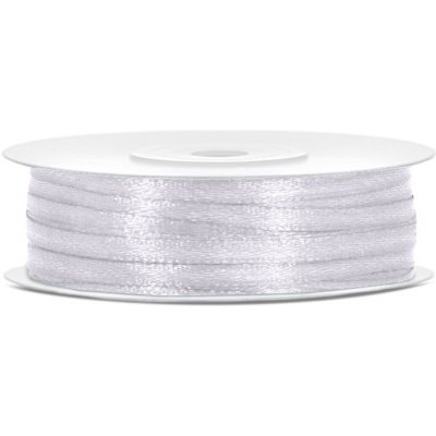 Stuha saténová BÍLÁ, 3 mm x 50 m – Zboží Dáma