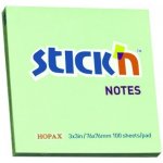 Bloček samolepicí Stick´n 76x76 mm, zelený – Sleviste.cz
