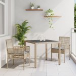OMAXI 890993 Zahradní jídelní souprava 3 pcs Béžová Poly ratan – Hledejceny.cz
