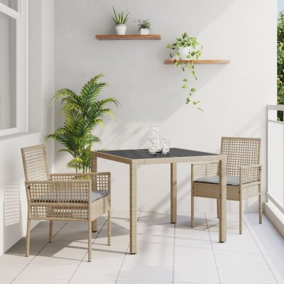OMAXI 890993 Zahradní jídelní souprava 3 pcs Béžová Poly ratan – Hledejceny.cz