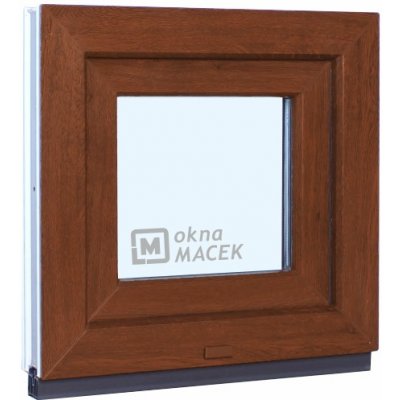 KNIPPING Plastové okno - 70 AD, 500x500 mm, S, ořech Sklo: čiré, Barva, imitace: ořech/bílá (jednostranně) – Zboží Mobilmania