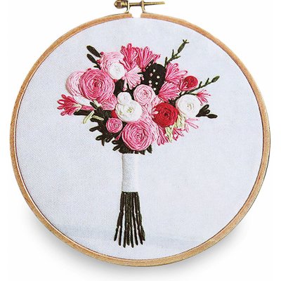 Stoklasa Vyšívací sada s předtištěným motivem 380636 4 růžová kytice 15x22cm – Zboží Mobilmania