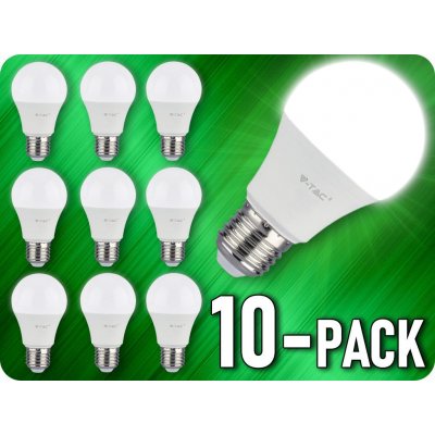 V-TAC E27 LED žárovka 9W, A60, SAMSUNG CHIP, 10 kusů Teplá bílá – Zboží Živě