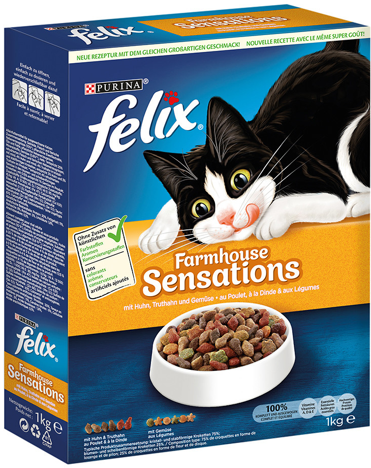 Felix Sensations Farmhouse s kuřecím krůtím a zeleninou 1 kg