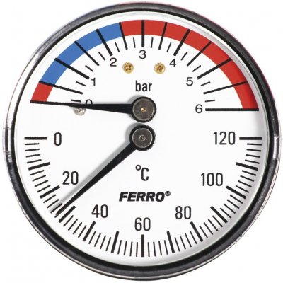 NOVASERVIS Termomanometr 1/2" axiální 0-6 bar, 0-120°C TM63A – Zboží Mobilmania