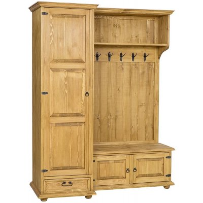 Nábytek z lesa PR704 předsíňová stěna masiv Rustikal 155 x 195 x 43 x 60 cm – Zboží Dáma