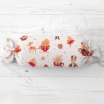 Biante Vánoční polštář válec bonbon Sandra SA-798 Louskáček a perníčky - červeno-hnědé na bílém 15x80 cm – Hledejceny.cz