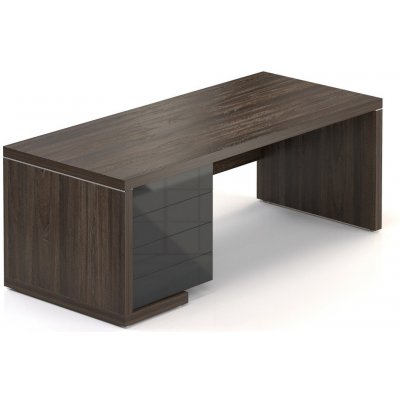 Rauman Stůl Lineart 200 x 85 cm + levý kontejner, jilm tmavý / antracit – Sleviste.cz