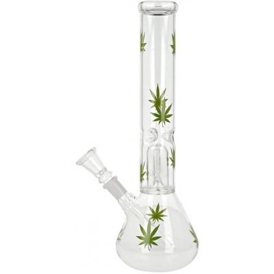 Super Heroes Skleněný bong s perkolací Beaker Green Leaves 31cm – Zboží Dáma