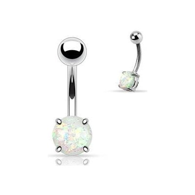 Šperky4U piercing do pupíku pryskyřičný opál WP01004-WH – Zboží Mobilmania