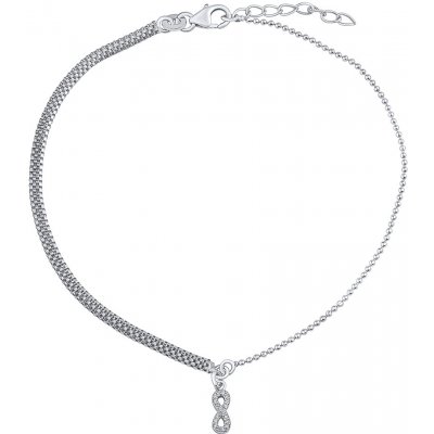 SILVEGO stříbrný řetízek na nohu ellie s infinity a brilliance zirconia ZT86751A – Zboží Mobilmania